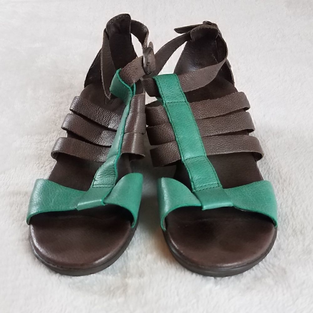 Keen Victoria Strappy Brown Turquoise Wedge Sandals